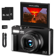 VJIANGER 4K Digital Camera, Vlogging Camera with 180° Flip Screen