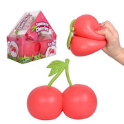 Toymendous Squishy Cherries, Jumbo Sweet Fruit Stress Toy, Twin Cherry Fidget Fun, 5.5 Inch Squishy Fruit, Fidget Sensory Food, Jumbo Strss Relief Toy or Kids & Adults, Easter Basket Stuffer