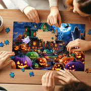 Halloween Puzzle 1000 Pieces for Adults, MisPuz Halloween Jigsaw Puzzles | Gothic Puzzle with Haunted Houses, Ghosts, Pumpkins, Black Cats for Game Night & Holiday Party Gifts