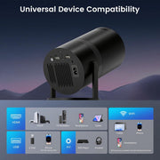 [Built-in Apps] Mini Projector with WiFi & Padding, Movie Projector 1080P HD Support Motion Keystone Correction, 180° Rotatable, Compatible with Sticks, HDMI, USB, Smart Handphones, Laptop (Black)