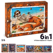 TOSY Picture Cube Halloween Spooky Fun: 6-in-1 Magnetic Picture Puzzle, 80 Blocks, 480 Puzzle Faces, 0.63 in, B052, Seamless UV Art, Display-Ready Frame, Collectible, STEM/STEAM Gift for Kids & Adults