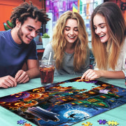 Halloween Puzzle 1000 Pieces for Adults, MisPuz Halloween Jigsaw Puzzles | Gothic Puzzle with Haunted Houses, Ghosts, Pumpkins, Black Cats for Game Night & Holiday Party Gifts