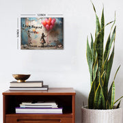 Banksy Canvas Wall Art for Living Room Little Girl with Pink Balloons Print | Love Beyond Words Inspirational Quotes Graffiti Wall Art Framed Street Funky Pop Art for Bedroom Hallway Home Decor 30x40cm
