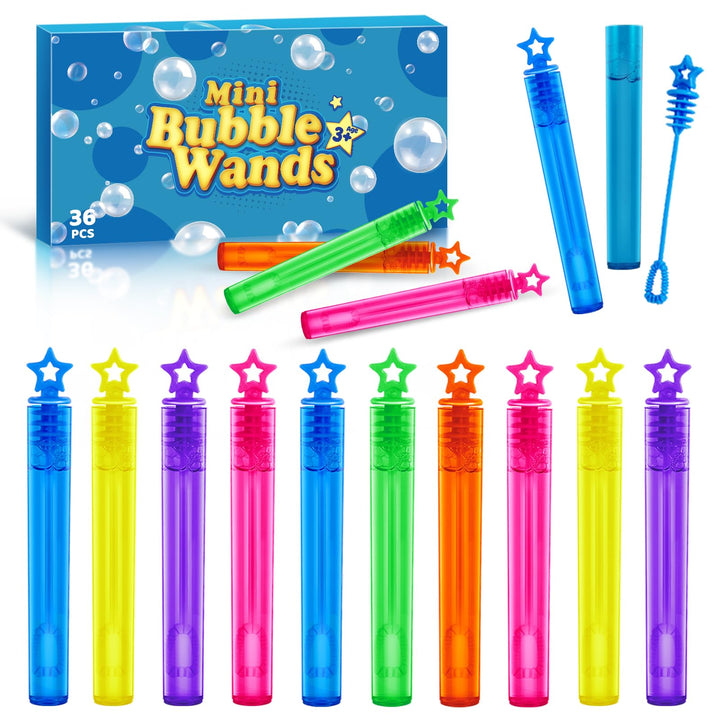 SpringFlower 36 Pcs Mini Bubble Wands for Party Favors & Classroom Prizes | Bubble Party Favors Assortment Toys for Kids,Birthday, Halloween, Goodie Bags, Carnival Prizes, Bubble Maker Toys for Kids
