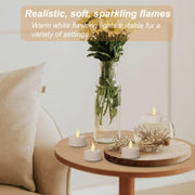 Auralome LED Battery Tea Lights - Flickering Flameless Candles Small Warm White 12-Pack Tealights Flicker Bright Fake Light Electric Operated Last 200 Hours for Diwali Votive Wedding Pumpkin Halloween