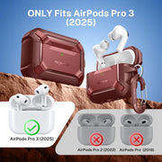 MOBOSI for AirPods Pro 3 Case with Magnetic Lid Lock,Red | Compatible with MagSafe,Military Grade Shockproof Protective Cover with Cleaner Kit& Keychain for iPod Pro 3 Case(2025)