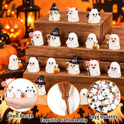 80Pcs Halloween Mini Ghosts Figurines 4 Styles Cute Miniatures Resin Decor