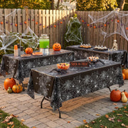 Actilize 3 Pack Halloween Tablecloth-54 x 108 Inch Spider Web Design Black | Halloween Decorations Disposable Plastic Table Covers Spider Web Design for Outdoor Indoor Halloween Party Table Decor