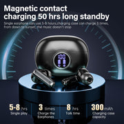 Fhumsh Wireless Earbuds, Bluetooth 6.0 Headphones HiFi Stereo 50H Playback LED Digital Display Ear Buds with ENC Noise Canceling Headset, IPX7 Waterproof Earphones for Gym/Running/Work(Black)
