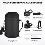 RAYMYLO Insulated Water Bottle 64 oz, Triple Wall Vacuum Stainless Steel | (Cold for 48 Hrs), Leak Proof & Non-BPA, Half Gallon Water Flask Jug with Paracord Handle & Straw Spout Lids