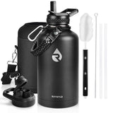 RAYMYLO Insulated Water Bottle 64 oz, Triple Wall Vacuum Stainless Steel | (Cold for 48 Hrs), Leak Proof & Non-BPA, Half Gallon Water Flask Jug with Paracord Handle & Straw Spout Lids