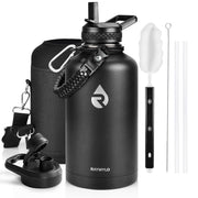 RAYMYLO Insulated Water Bottle 64 oz, Triple Wall Vacuum Stainless Steel | (Cold for 48 Hrs), Leak Proof & Non-BPA, Half Gallon Water Flask Jug with Paracord Handle & Straw Spout Lids