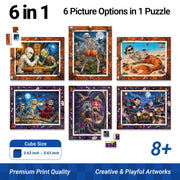 TOSY Picture Cube Halloween Spooky Fun: 6-in-1 Magnetic Picture Puzzle, 80 Blocks, 480 Puzzle Faces, 0.63 in, B052, Seamless UV Art, Display-Ready Frame, Collectible, STEM/STEAM Gift for Kids & Adults