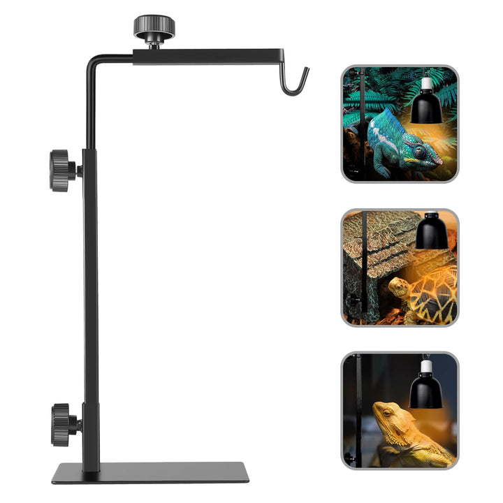 Reptile Heat Lamp Stand, Adjustable 16"- 31" H, Sturdy Metal Light Holder