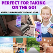 KPop Demon Hunters Get Trend 25oz Water Bottle with Straw for Kids, Purple | Leak-Proof Lid Tumbler, Reusable Plastic Water Bottle with Handle for School, Home, Travel, BPA-Free, Huntrix Gifts for Girls