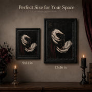 Black Framed Wall Art Gothic Vampire Canvas Print Dark Academia Moody Wine Glass Decor Picture Halloween Spooky Artwork for Living Room Bedroom 9x11 inch