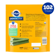 Pedigree Dentastix Small & Toy Breed Dental Dog Treats, Fresh, 102 Count | Triple action dental care, reduces tartar buildup, cleans teeth, freshens breath, for dogs 7-22 lbs, no added sugar/fillers