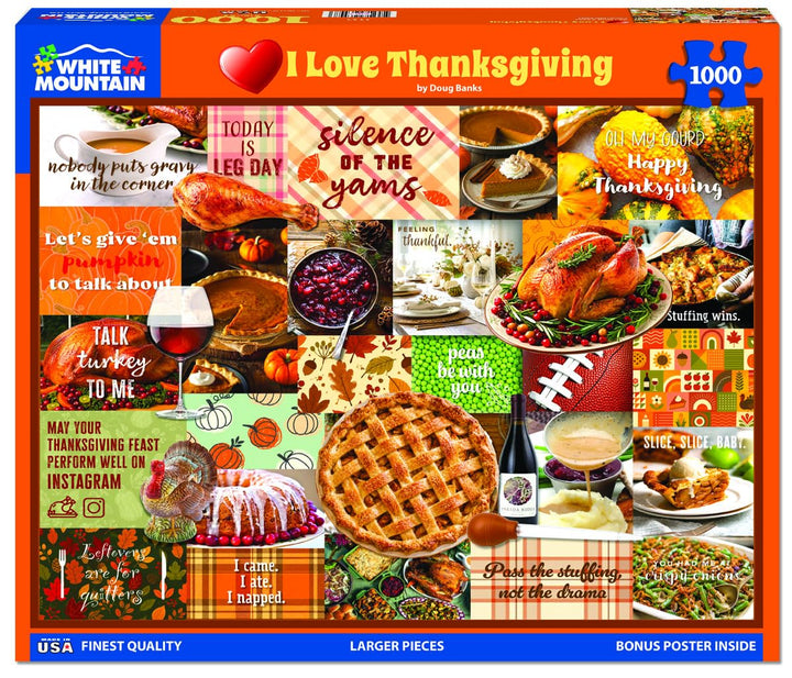 White Mountain 1000 Piece Jigsaw Puzzle I Love Thanksgiving