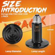 LUCKY HERP Reptile Heat Lamp - 100W Ceramic Heat Emitter Reptile Heat Lamp Bulbs (1 Pack), No Light Ceramic Heat Bulb, Heat Lamp for Reptiles Amphibian Chicken Pet Brooder Coop Lizard Turtle