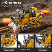 Remote Control Excavator (11-Channel), Dump Truck, Bulldozer, Loader (9-Channel), 2.4GHz Remote Control Construction Vehicles, Made of ABS, with Cool Lights and Sound Effects, 4-Pcs