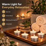 Unscented 8-Hour Tea Light Candles, 100 Pack, Cotton Wicks