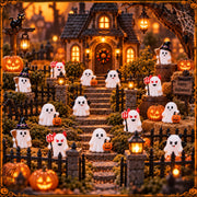 80Pcs Halloween Mini Ghosts Figurines 4 Styles Cute Miniatures Resin Decor