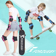 Adult&Kids Knee Pads Elbow Pads Wrist Guards 6 in 1 Protective Gear Set