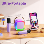 Kinglucky Mini Karaoke Machine for Kids, Top Birthday Gift for Girls Ages 3-12 Years Old, Kids' Personal Video Players Accessories with 2 Mics Singing Present Toy Purple