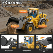 Remote Control Excavator (11-Channel), Dump Truck, Bulldozer, Loader (9-Channel), 2.4GHz Remote Control Construction Vehicles, Made of ABS, with Cool Lights and Sound Effects, 4-Pcs