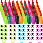Zubebe 80 Pcs Halloween Witch Fingers Pointers and Googly Eye Rings Set | Fake Nail Covers for Reading, Wiggly Googly Eyeball Rings for Costume, Party Favors for Classroom Halloween Events Cosplay