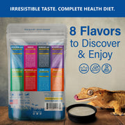 Gargeer 2.4oz Picky Geck 8 Sachet Flavours Crested Gecko Food Discovery Kit | Stop wasting food! Test 8 gourmet sachet flavors to win over picky geckos. Probiotic-infused, clean-label fruit & insect diet