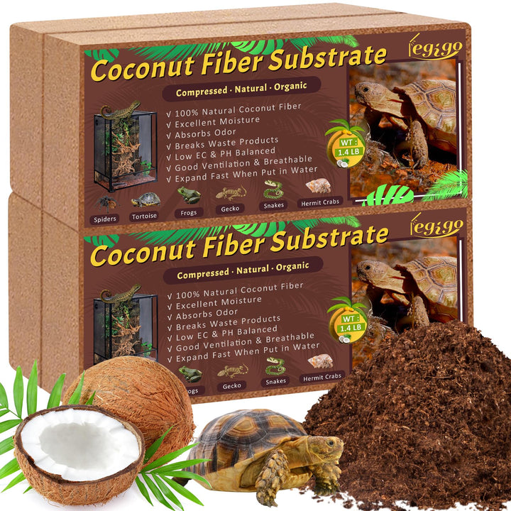 Legigo 4 Pack Coconut Fiber Substrate, Natural Coco Coir Reptile Bedding