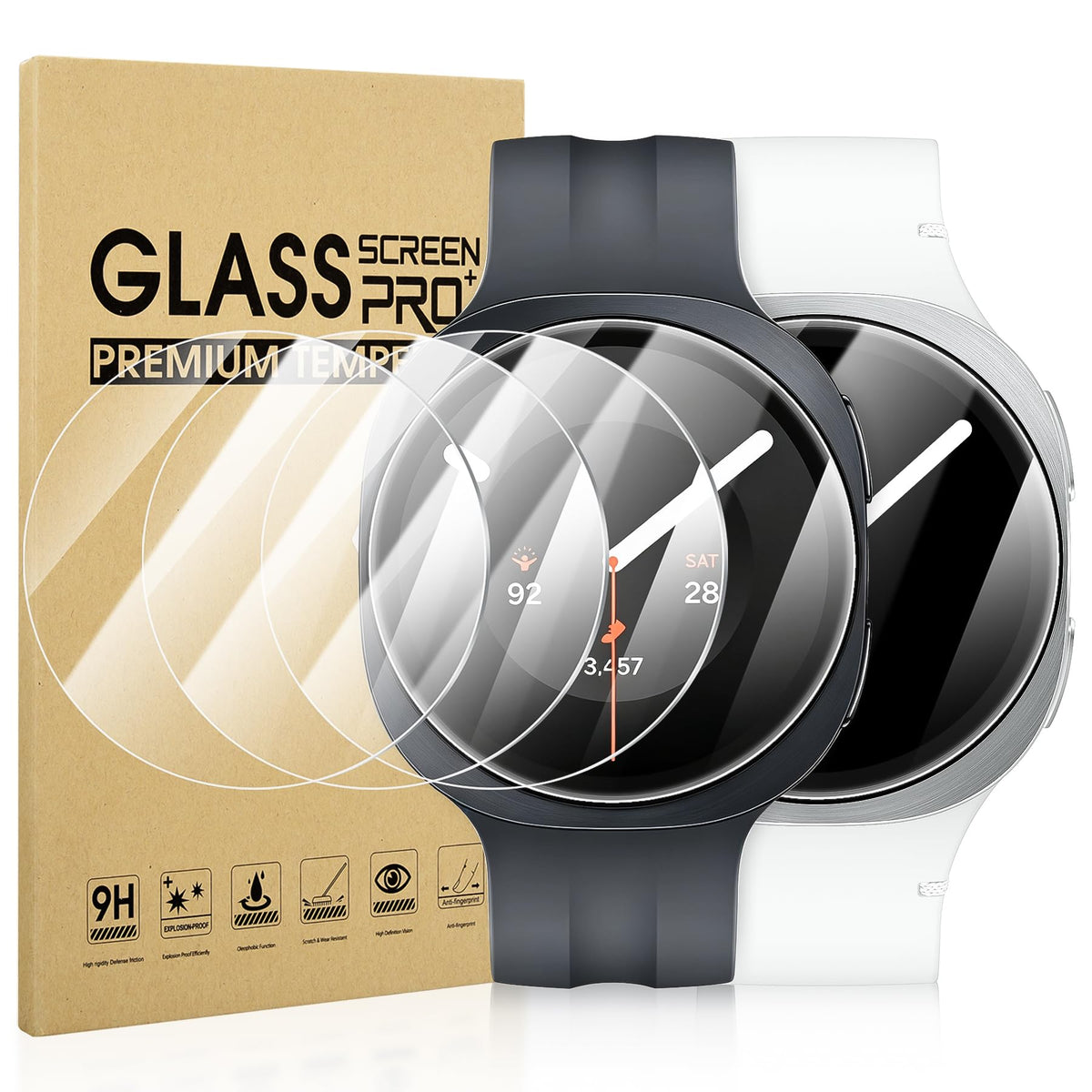 Suoman 4-Pack for Samsung Galaxy Watch 9/8 40mm Screen Protector | HD-Clear Hardness Tempered Glass Protective Film for Samsung Galaxy 40 mm Smartwatches [Anti-Scratch]