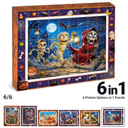 TOSY Picture Cube Halloween Spooky Fun: 6-in-1 Magnetic Picture Puzzle, 80 Blocks, 480 Puzzle Faces, 0.63 in, B052, Seamless UV Art, Display-Ready Frame, Collectible, STEM/STEAM Gift for Kids & Adults