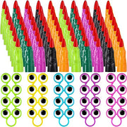 Zubebe 80 Pcs Halloween Witch Fingers Pointers and Googly Eye Rings Set | Fake Nail Covers for Reading, Wiggly Googly Eyeball Rings for Costume, Party Favors for Classroom Halloween Events Cosplay