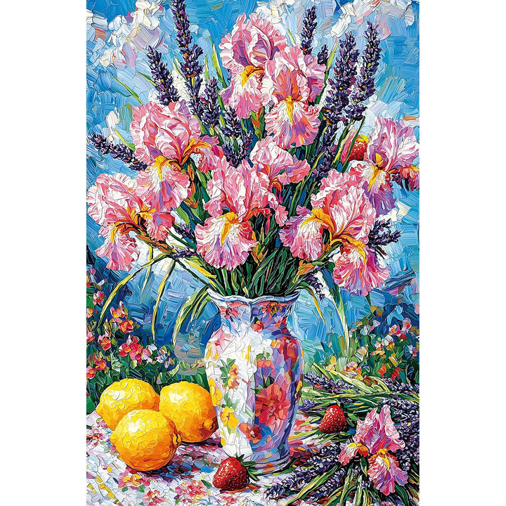 Pixmend Flower Puzzles for Adults 500 Pieces, Art Puzzles Letters on Back | Challenging Floral Jigsaw Puzzles, Watercolor Iris Puzzle, Colorful Summer Puzzle for Family Game Nights (23 x 15 inch)