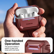 MOBOSI for AirPods Pro 3 Case with Magnetic Lid Lock,Red | Compatible with MagSafe,Military Grade Shockproof Protective Cover with Cleaner Kit& Keychain for iPod Pro 3 Case(2025)