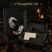 Black Framed Wall Art Gothic Vampire Canvas Print Dark Academia Moody Wine Glass Decor Picture Halloween Spooky Artwork for Living Room Bedroom 9x11 inch