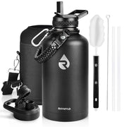 RAYMYLO Insulated Water Bottle 64 oz, Triple Wall Vacuum Stainless Steel | (Cold for 48 Hrs), Leak Proof & Non-BPA, Half Gallon Water Flask Jug with Paracord Handle & Straw Spout Lids