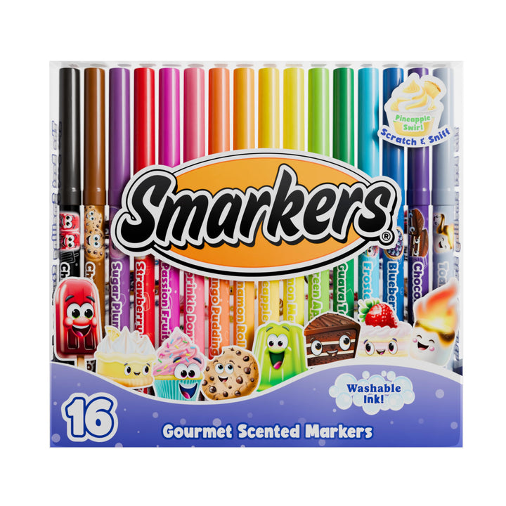 Smarkers - Washable Gourmet Scented Markers for Kids, 16 Count Assorted Colors, Non-Toxic Standard Point Felt Tip Marker Set for Coloring, Drawing, Arts and Crafts, School and Classroom Supplies