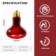 MIXJOY 100W Infrared Heat Lamp Bulbs, 2 Pack Reptile Infrared Heat Emitter Red Heat Lamp Bulbs Infrared Basking Light Bulbs for Reptiles, Bearded Dragon, Lizard, Tortoise, Chickens, Pets