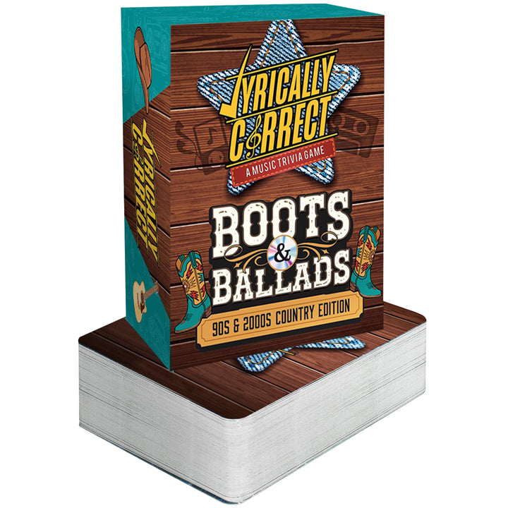 Lyrically Correct Boots & Ballads ’90s & 2000s Country Music Trivia Game | ’90s & 2000s Country Music Trivia Fun Card Game for Adults, Family Game Nights, Parties, BBQs, Road Trips & Music Lovers
