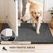 PURRUGS Dirt Trapping Indoor Door Mat, 50 x 80 cm, Charcoal | Machine Washable, Non-Slip, Waterproof TPR Backing, Super Absorbent, Low Profile, Entryway Rug for Muddy Paws and Shoes