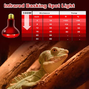 MIXJOY 100W Infrared Heat Lamp Bulbs, 2 Pack Reptile Infrared Heat Emitter Red Heat Lamp Bulbs Infrared Basking Light Bulbs for Reptiles, Bearded Dragon, Lizard, Tortoise, Chickens, Pets