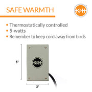 K&H Bird Heater, Snuggle-Up Warmer, Small 5x3in, Low Voltage, Gray