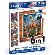 TOSY Picture Cube Halloween Spooky Fun: 6-in-1 Magnetic Picture Puzzle, 80 Blocks, 480 Puzzle Faces, 0.63 in, B052, Seamless UV Art, Display-Ready Frame, Collectible, STEM/STEAM Gift for Kids & Adults