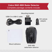Cobra RAD 490i Laser Radar Detector, New Model with Long Range Detection | Bluetooth, Apple CarPlay and Android Auto Compatible, LaserEye Front and Rear Detection, DSP, Firmware Updatable