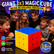 Giant Magic Cube 3x3, 18CM Extra Large Stickerless Puzzle Cube for All Ages | Stress Relief Educational Toy, Collectible Cube, Novelty Birthday Christmas Gift for Kids, Teens & Adults