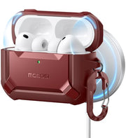 MOBOSI for AirPods Pro 3 Case with Magnetic Lid Lock,Red | Compatible with MagSafe,Military Grade Shockproof Protective Cover with Cleaner Kit& Keychain for iPod Pro 3 Case(2025)
