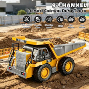 Remote Control Excavator (11-Channel), Dump Truck, Bulldozer, Loader (9-Channel), 2.4GHz Remote Control Construction Vehicles, Made of ABS, with Cool Lights and Sound Effects, 4-Pcs